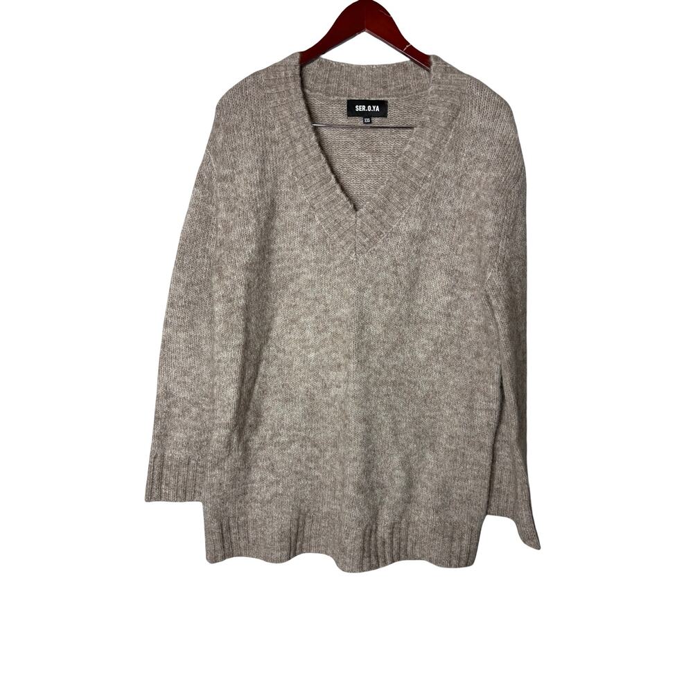 Ser.o.ya cream alpaca wool blend oversized V neck sweater sz XXS
